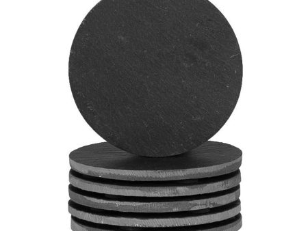 Round Linea Slate Coasters - Pack of Six - By Argon Tableware on Sale