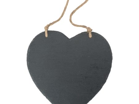 24.5cm Heart Slate Hanging Notice Board - By Nicola Spring Supply