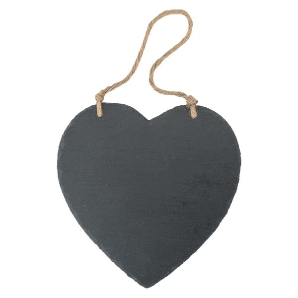 24.5cm Heart Slate Hanging Notice Board - By Nicola Spring Supply