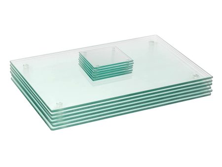 12pc 40cm x 30cm Glass Placemats & Coasters Set - By Harbour Housewares Discount