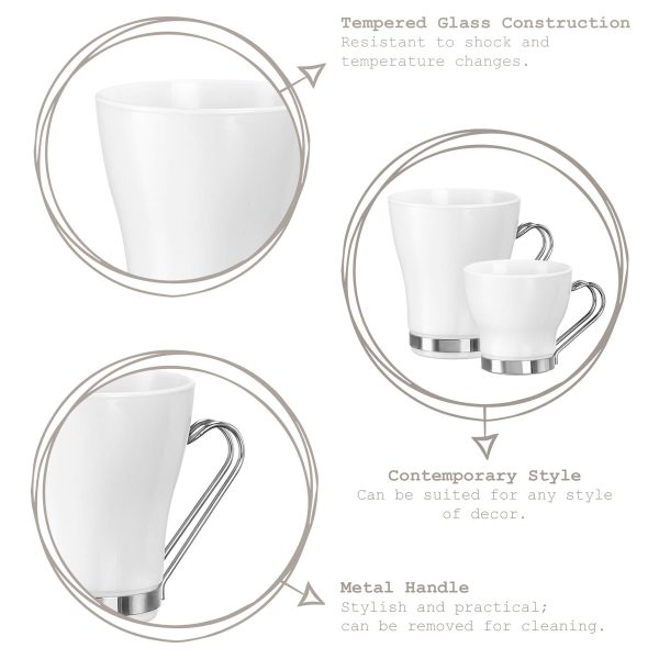 235ml Aromateca Oslo White Glass Coffee Cups - Pack of Four - By Bormioli Rocco Online Sale