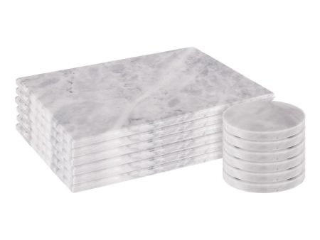 12pc Marble Placemats & Round Coasters Set - By Argon Tableware on Sale