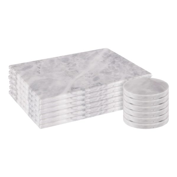 12pc Marble Placemats & Round Coasters Set - By Argon Tableware on Sale