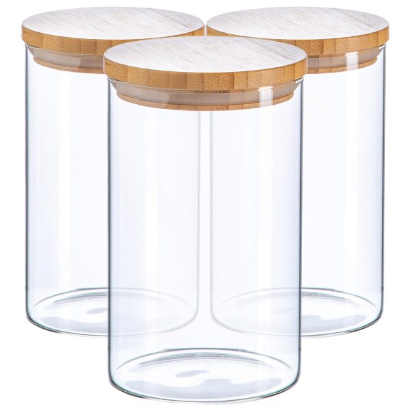 1L Wooden Lid Storage Jars - Pack of Three - By Argon Tableware For Discount