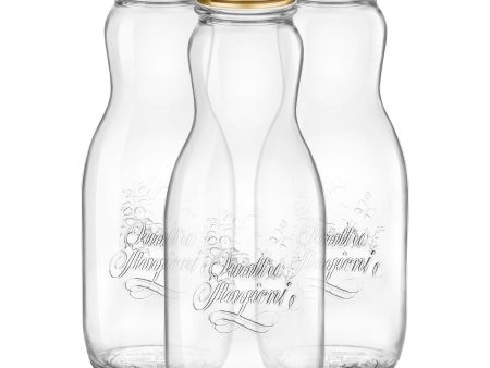 1L Quattro Stagioni Glass Juice Bottles with Screw Top Lid - Pack of Three - By Bormioli Rocco For Discount