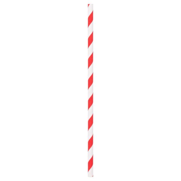 19.5cm Red Stripe Paper Straws - Pack of 40 - By Ashley Fashion