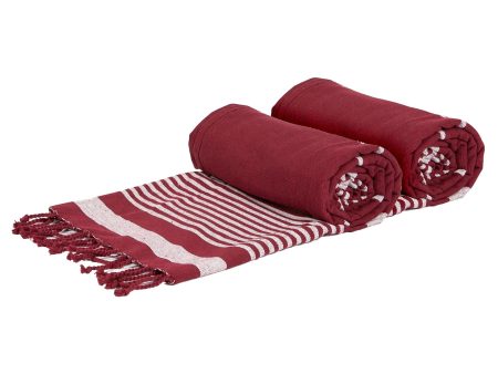 160cm x 90cm Burgundy Deluxe Turkish Cotton Towels Set - Pack of Two - By Nicola Spring Online