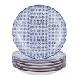 25.5cm Hand Printed China Dinner Plates - Pack of Six - By Nicola Spring Hot on Sale