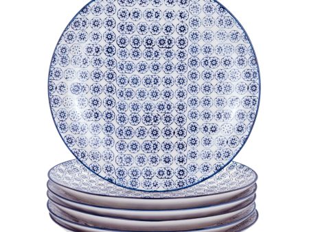 25.5cm Hand Printed China Dinner Plates - Pack of Six - By Nicola Spring Hot on Sale