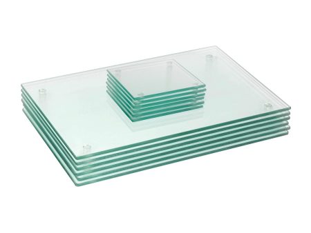 12pc Rectangle Glass Placemats & Square Coasters Set - 30cm x 20cm - Clear - By Harbour Housewares on Sale