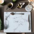 12pc Rectangle Glass Placemats & Round Coasters Set - 40cm x 30cm - Marble - By Harbour Housewares Online