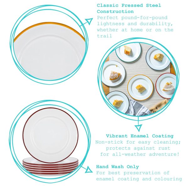 20cm White Enamel Side Plates - Pack of Six - By Argon Tableware Online now