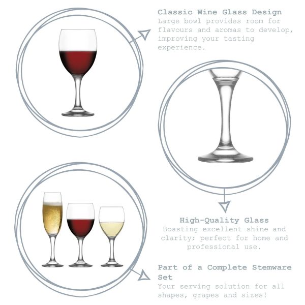 245ml Empire White Wine Glasses - Pack of Six - By LAV Online