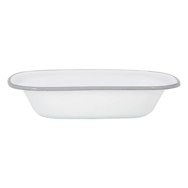 25cm White Enamel Pie Dish - By Argon Tableware Online now