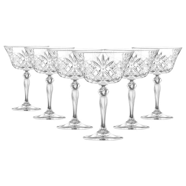 260ml Melodia Glass Champagne Saucers - Pack of Six - By RCR Crystal Online now