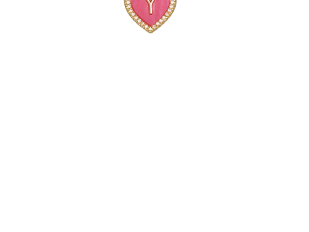 Y  Pink Heart Initial Charm For Sale