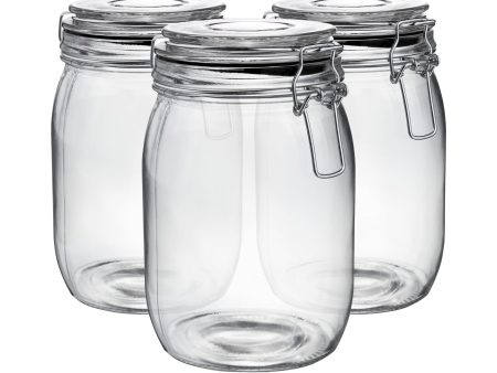 1L Classic Glass Storage Jars - Pack of 3 - By Argon Tableware Online Hot Sale