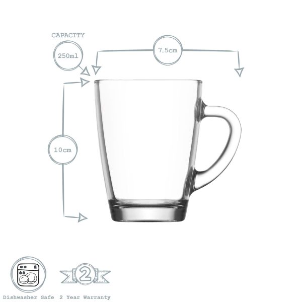 250ml Vega Glass Coffee Mugs - Pack of Six - By LAV For Cheap