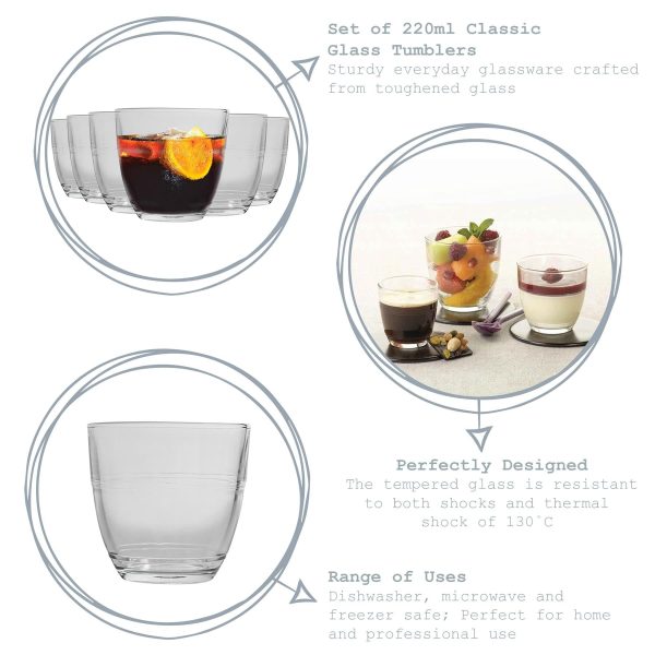 220ml Gigogne Tumbler Glasses - Pack of Six - By Duralex on Sale