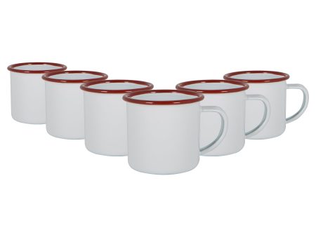 130ml White Enamel Espresso Cups - Pack of Six - By Argon Tableware Hot on Sale