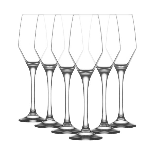 230ml Ella Glass Champagne Flutes - Pack of Six - By LAV on Sale