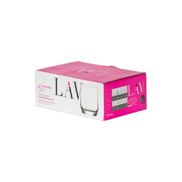 215ml Diamond Tumbler Glasses - Pack of Six - By LAV Supply