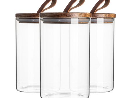 1L Wooden Loop Lid Storage Jars - Pack of Three - By Argon Tableware Online Hot Sale