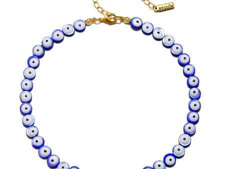 Beaded Evil Eye Choker Necklace (Purple) Online