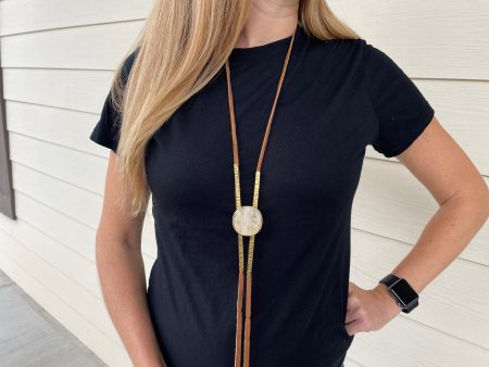 Necklace - boho brass & stone Online now