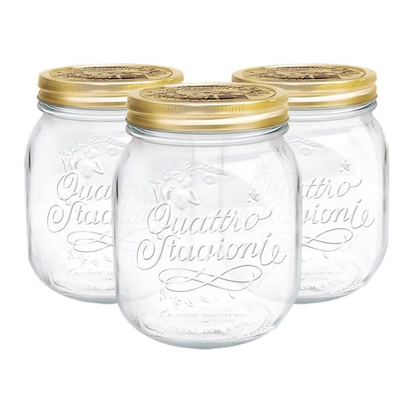 700ml Quattro Stagioni Glass Food Preserving Jars - Pack of 3 - By Bormioli Rocco on Sale