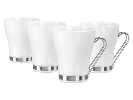 235ml Aromateca Oslo White Glass Coffee Cups - Pack of Four - By Bormioli Rocco Online Sale