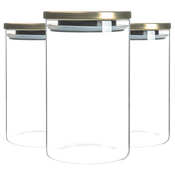 1L Metal Lid Storage Jars - Pack of Three - By Argon Tableware Hot on Sale