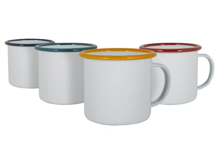 130ml White Enamel Espresso Cups - Pack of Four - By Argon Tableware Cheap