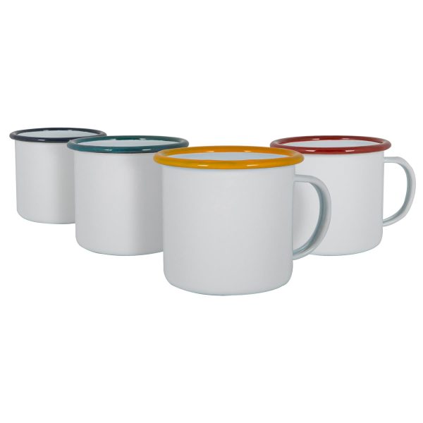 130ml White Enamel Espresso Cups - Pack of Four - By Argon Tableware Cheap