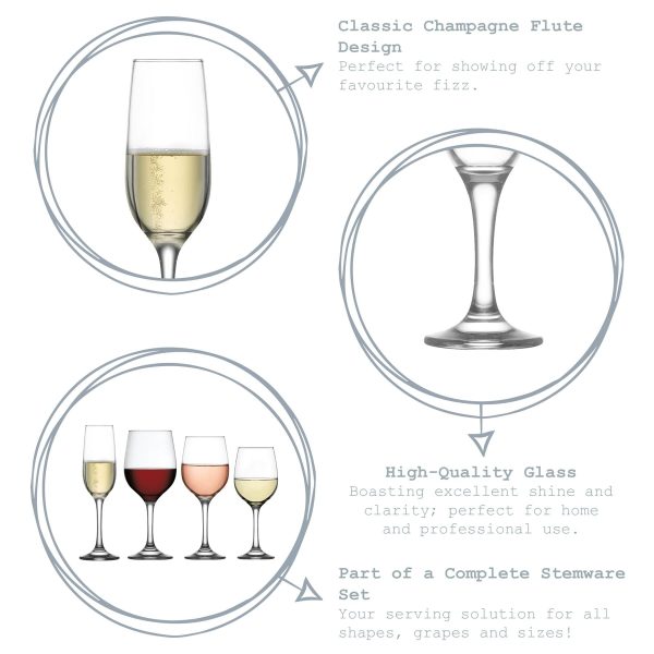 215ml Fame Champagne Flutes Set - Pack of Six - By LAV Online Sale