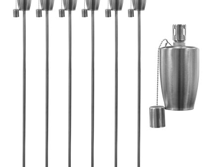 1.46m Barrel Metal Garden Fire Torches - Pack of 6 - By Harbour Housewares Sale