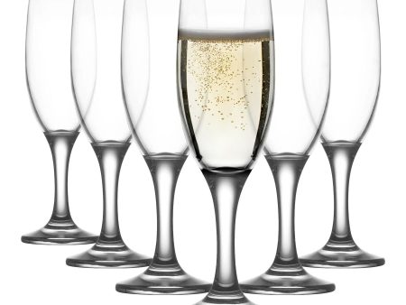 190ml Misket Glass Champagne Flutes - Pack of 6 - By LAV Online