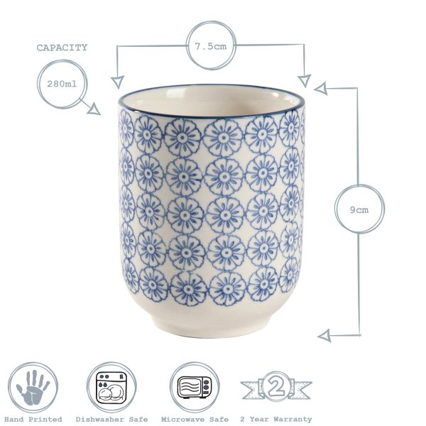 280ml Hand Printed China Tumblers - Pack of Six - By Nicola Spring Online Sale