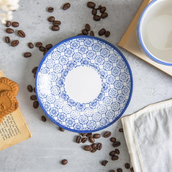 14.5cm Hand Printed China Cappuccino Saucers - Pack of Six - By Nicola Spring Hot on Sale