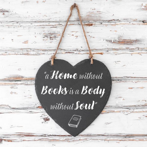 24.5cm Heart Slate Hanging Notice Board - By Nicola Spring Supply