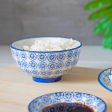 12cm Hand Printed China Rice Bowls - Pack of Six - By Nicola Spring Online