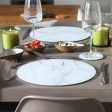 12pc Round Glass Placemats & Round Coasters Set - 30cm - Marble - By Harbour Housewares Fashion