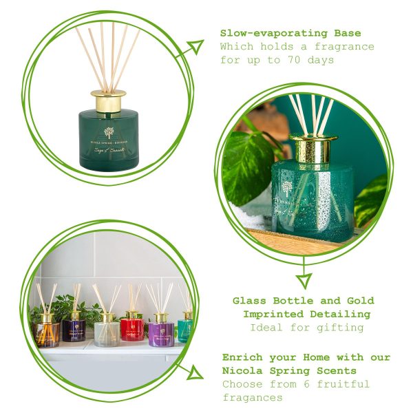 200ml Sage & Seasalt Scented Reed Diffuser - By Nicola Spring Sale