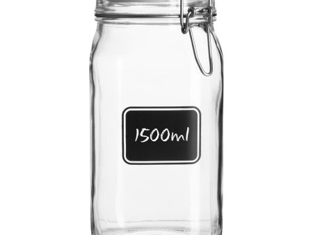 1.5L Lavagna Glass Storage Jar with Chalkboard Label - By Bormioli Rocco Online Hot Sale