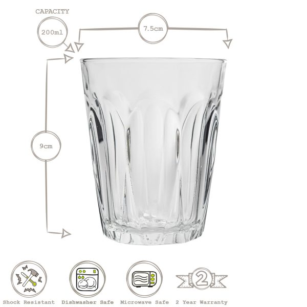 200ml Provence Tumbler Glasses - Pack of Six - By Duralex Hot on Sale