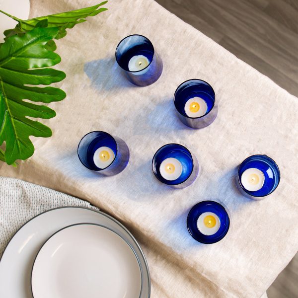 200ml Merzouga Recycled Glass Tea Light Holders - Pack of Six - By Nicola Spring Hot on Sale