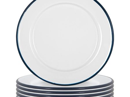 20cm White Enamel Side Plates - Pack of Six - By Argon Tableware Online now