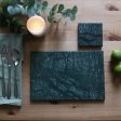 12pc Rectangle Marble Placemats & Square Coasters Set - 30cm x 20cm - Green - By Argon Tableware Supply