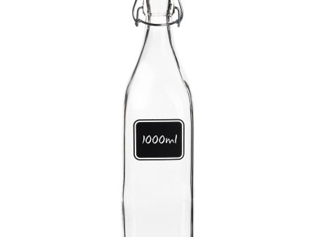 1L Lavagna Swing Top Glass Bottle with Chalkboard Label - By Bormioli Rocco Hot on Sale