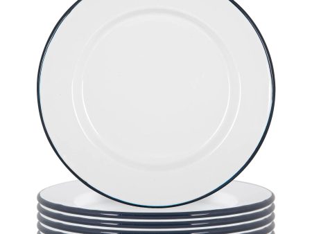 25.5cm White Enamel Dinner Plates - Pack of Six - By Argon Tableware Hot on Sale